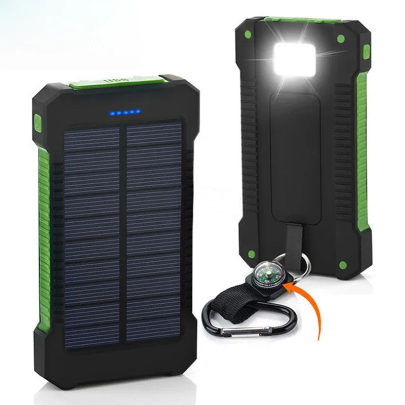 Solar Charger Panel Foldable - 20000mAh ポータブルソーラーパワーバンク防水外部バッテリーバックアップパワーバンク 20000 MAh 電話バッテリー充電器 LED