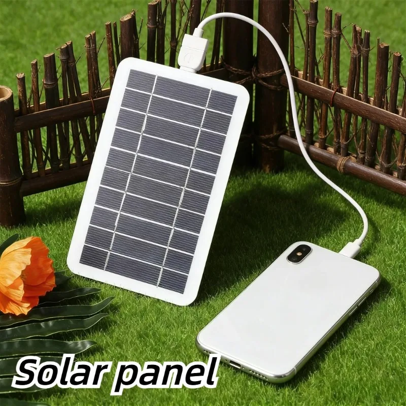 Solar Charger Panel Foldable - 5V 5W ソーラーパネル充電器、USBインターフェース付き、防水ポータブル電源、携帯電話、キャンプ、ハイキング、アウトドア、緊急時用