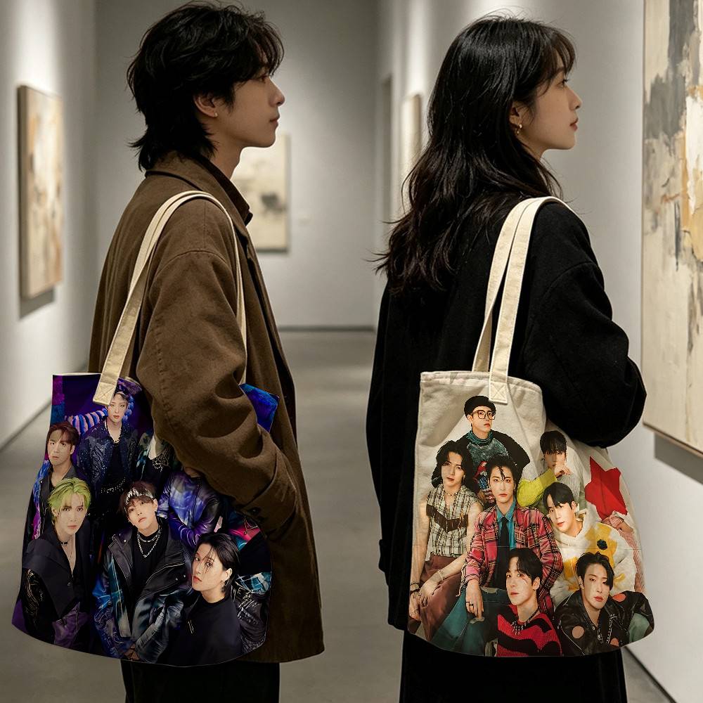 Linen Bag Bulk - K-POPグループA-Ateezの軽量折りたたみ式トートバッグ用ストラップ。再利用可能なショッピングバッグとして、また、普段使いに最適なプレゼントとしても最適です。