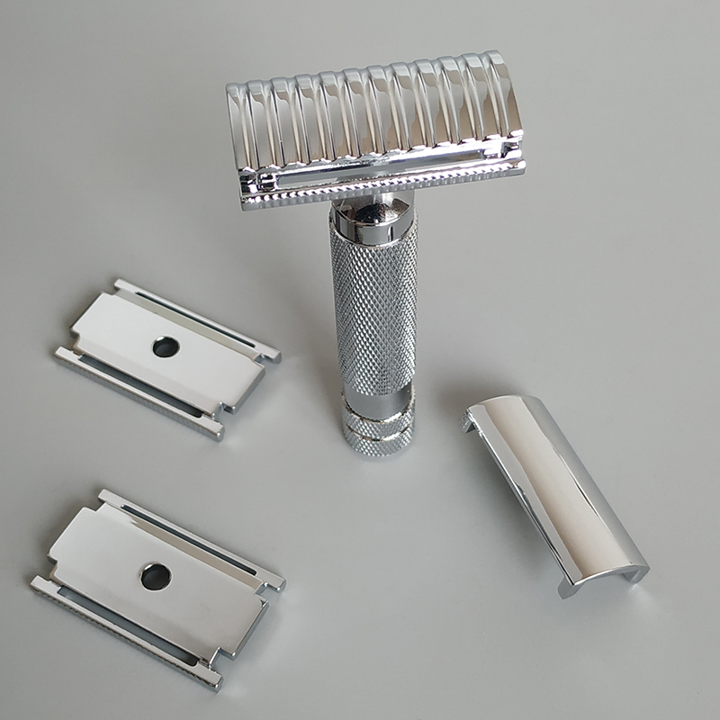 Safety Razor Handle - Dscosmetic AX-SE 亜鉛合金製両刃安全カミソリ ステンレススチールハンドル付き