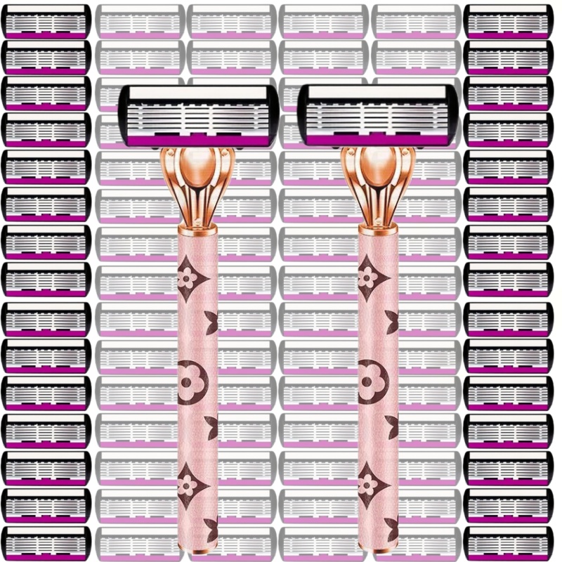 Safety Razor Handle - 1 ハンドル + 3/12/36 ブレード/男性と女性の体毛安全ビキニアロエストリップカミソリブレードセット女性用シェーバー交換ヘッド