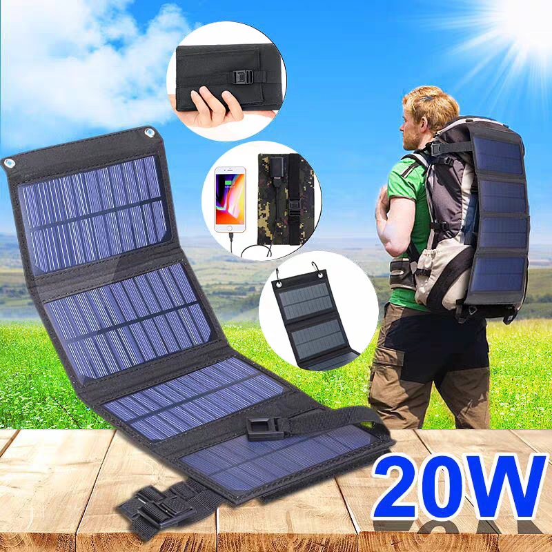 Solar Charger Panel Foldable - 折りたたみ式ソーラーパネル 20W 50W 60W ポータブルソーラーパネル充電器 USB