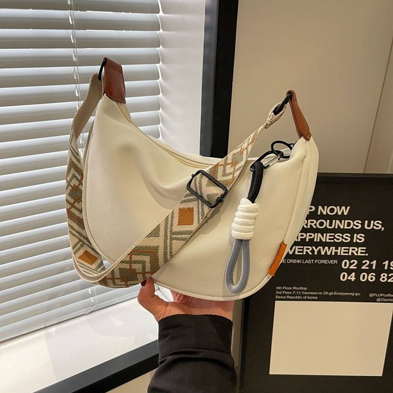 Linen Bag Bulk - 新作ファッショナブルなクロスボディバッグ、シンプルな幅広ストラップデザイン、シングルショルダー、オリジナルスタイル、通勤用、女性用ダンプリングバッグ