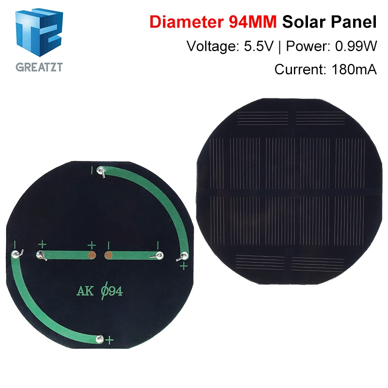Solar Charger Panel Foldable - GREATZT 5.5V 180mA ソーラーパネル多結晶 94*94MM 0.99W