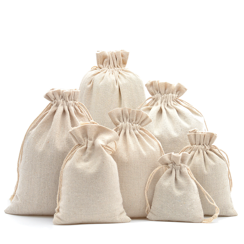 Linen Bag Bulk - 10 個コットンリネン巾着ギフトバッグ黄麻布包装ポーチ保存袋結婚式クリスマスジュエリー防塵
