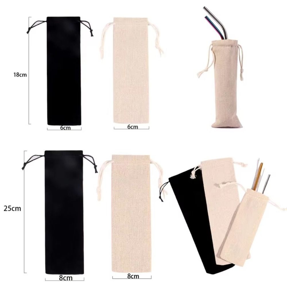 Linen Bag Bulk - 多機能コットンリネンドローストリングポケット防塵ストロー収納バッグカトラリーオーガナイザーホーム