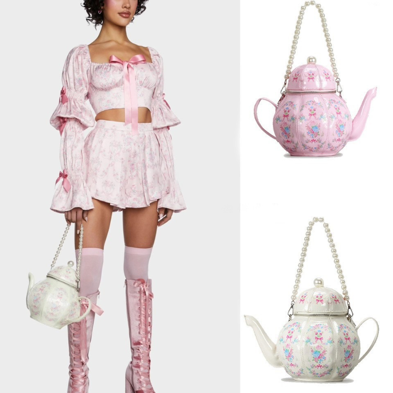 パールチェーンティーポットクロスボディバッグ女性用ショルダー - Linen Bag Bulk のレビューと価格