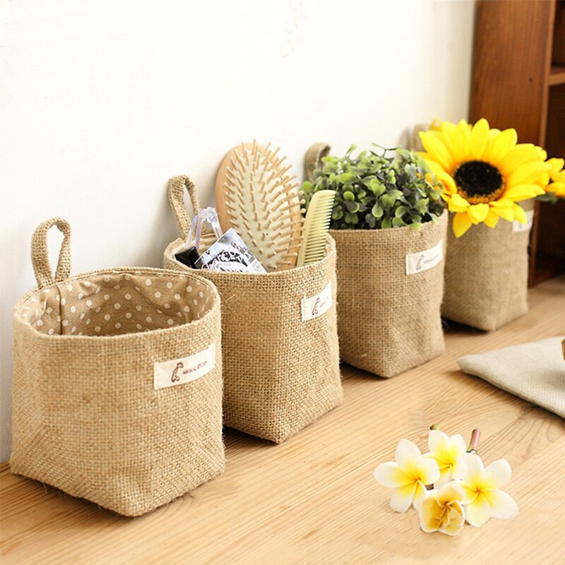 北欧スタイルの小さな吊り壁ポケット収納バスケット袋雑貨オーガ - Linen Bag Bulk のレビューと価格