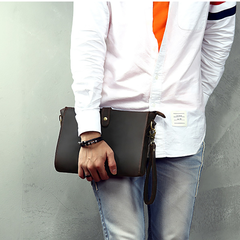 男性用リストバンド付き本革ハンドバッグ,100% 本物の牛革 - Linen Bag Bulk のレビューと価格
