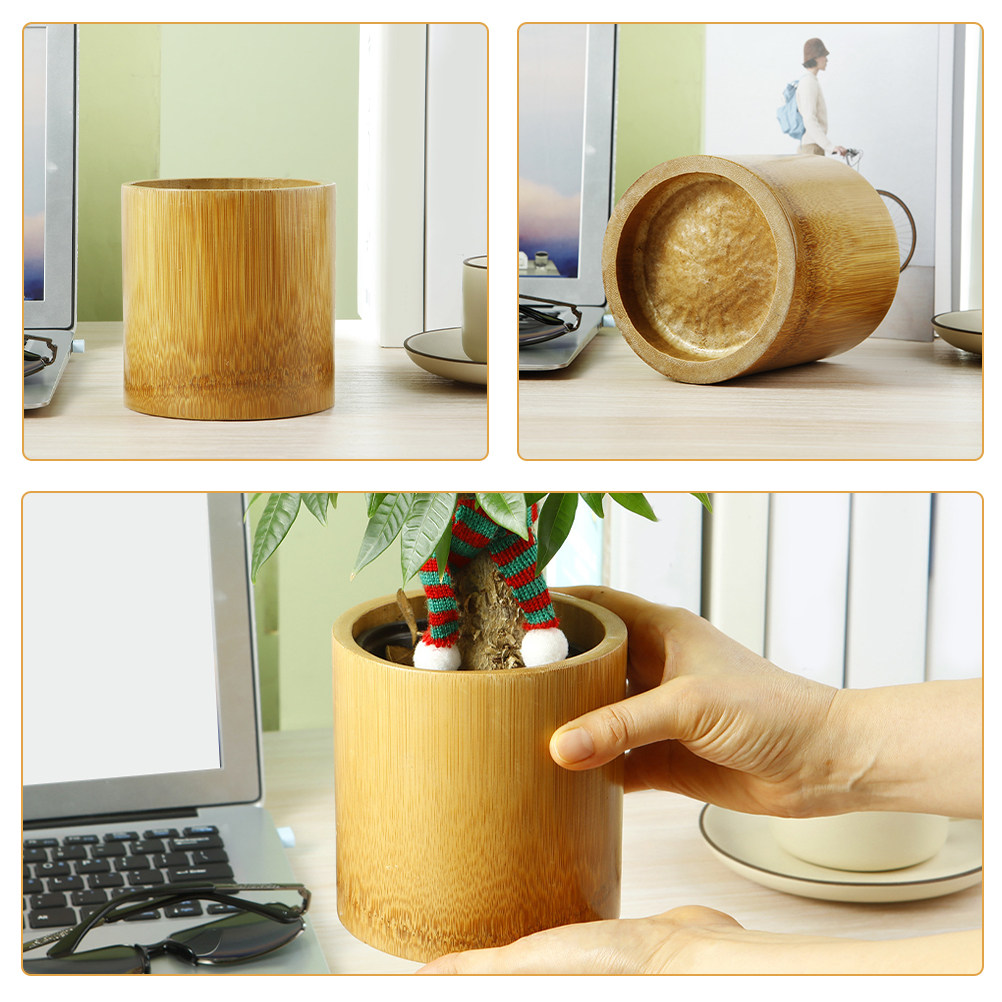 竹製の花鉢。手作りで、環境に配慮した素材を使用。室内の植物、 - Sustainable Living Officer のレビューと価格