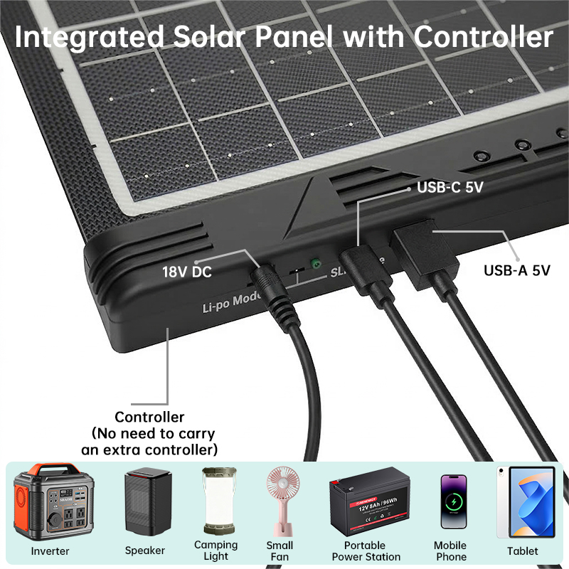 40W 18Vの折りたたみ式ソーラーパネル（コントローラー付 - Solar Charger Panel Foldable のレビューと価格