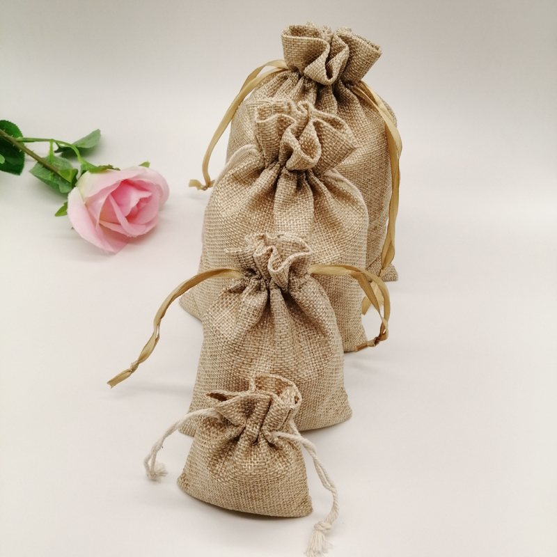10-1000 ピース/ロットジュートリネンバッグ巾着ギフト - Linen Bag Bulk のレビューと価格