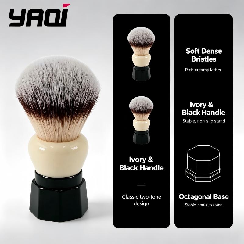 YAQI メンズシェービングブラシ ホワイトグレーの毛 アイ - Safety Razor Handle のレビューと価格