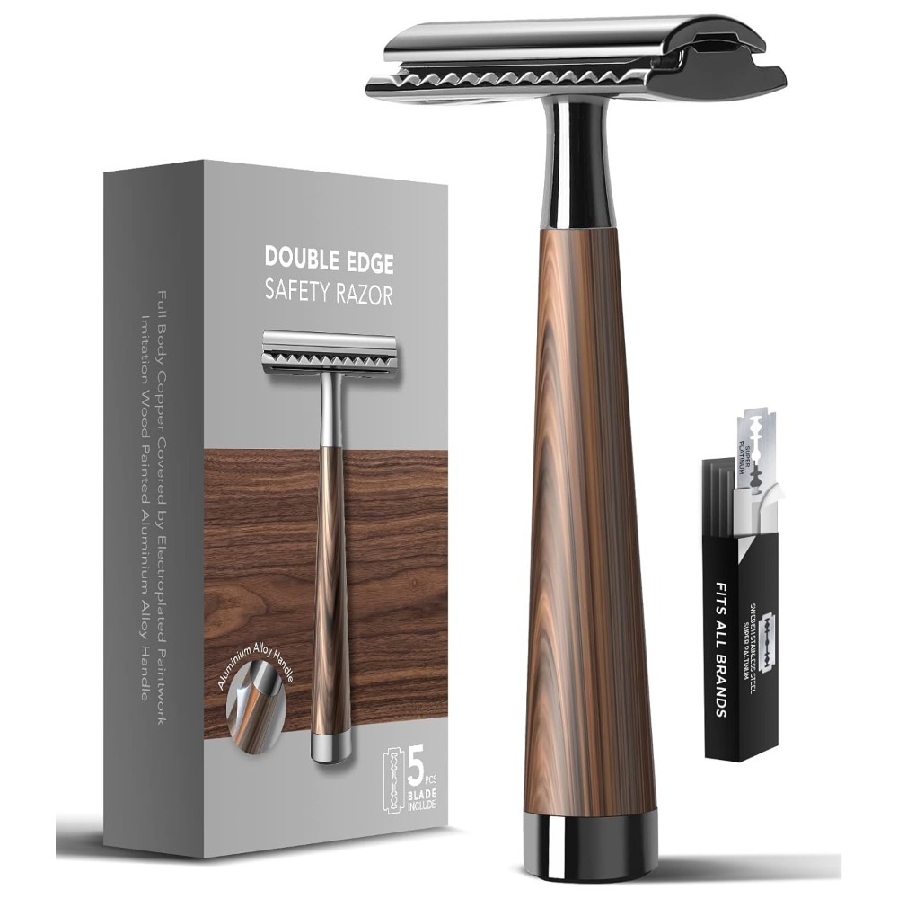高級両刃安全カミソリ 木製風ハンドル ヘビーデューティー高品 - Safety Razor Handle のレビューと価格